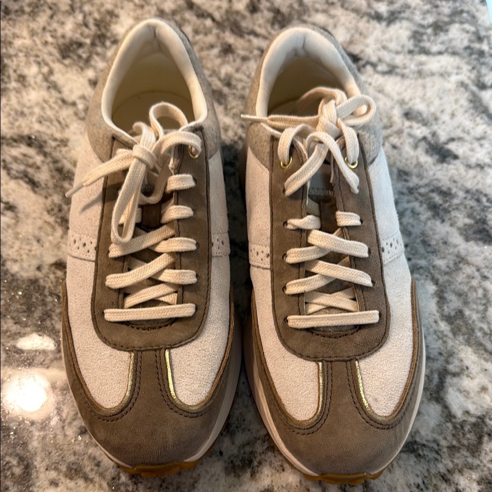 New Cole Haan Cream and Tan Sneakers